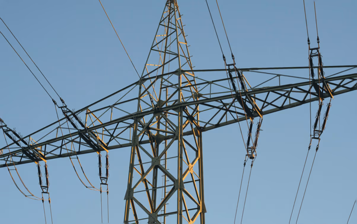 Close up of top of hydro tower
