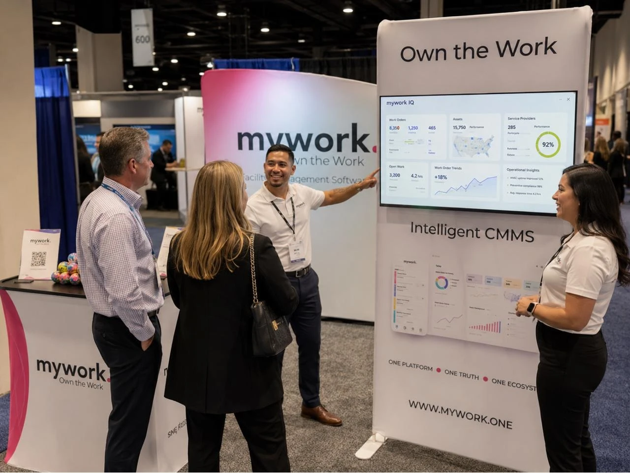 mywork team at facility management conference booth