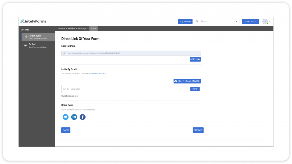 create a contact us form - intely