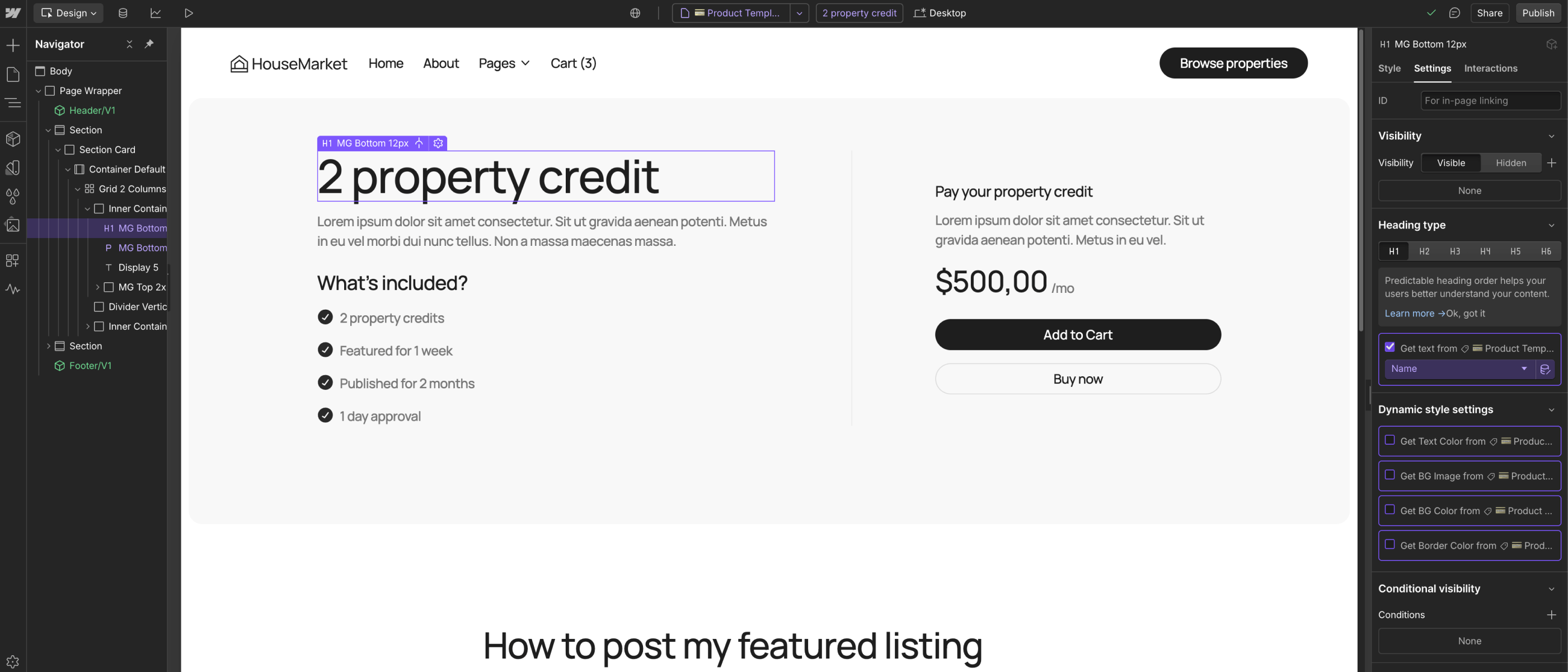 eCommerce Page - HouseMarket Webflow Template