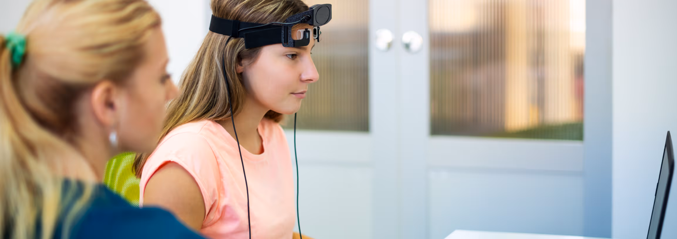 Teenage girl participating in a brain study.