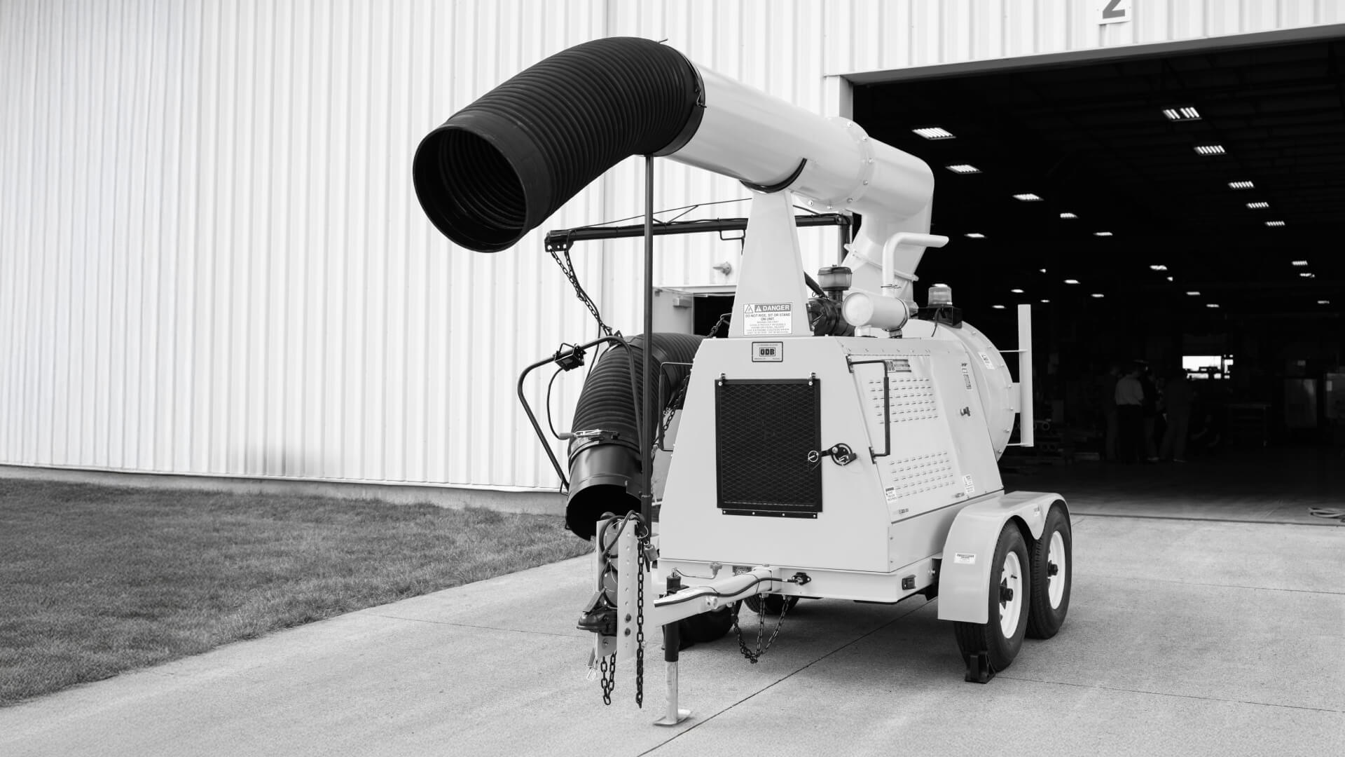 Reconditioned leaf collector outside Lacal Equipment building.