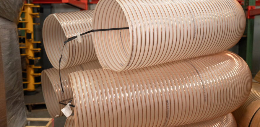 Stacked suction hoses for leaf collectors.