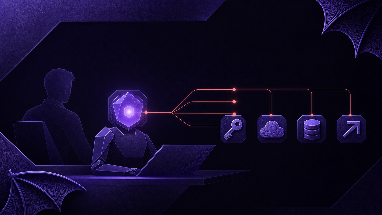 Illustration of a purple gargoyle crouched at the base of a stone path. An ornate path streams above, led by a star, signifying the gap between discovery and the fix.