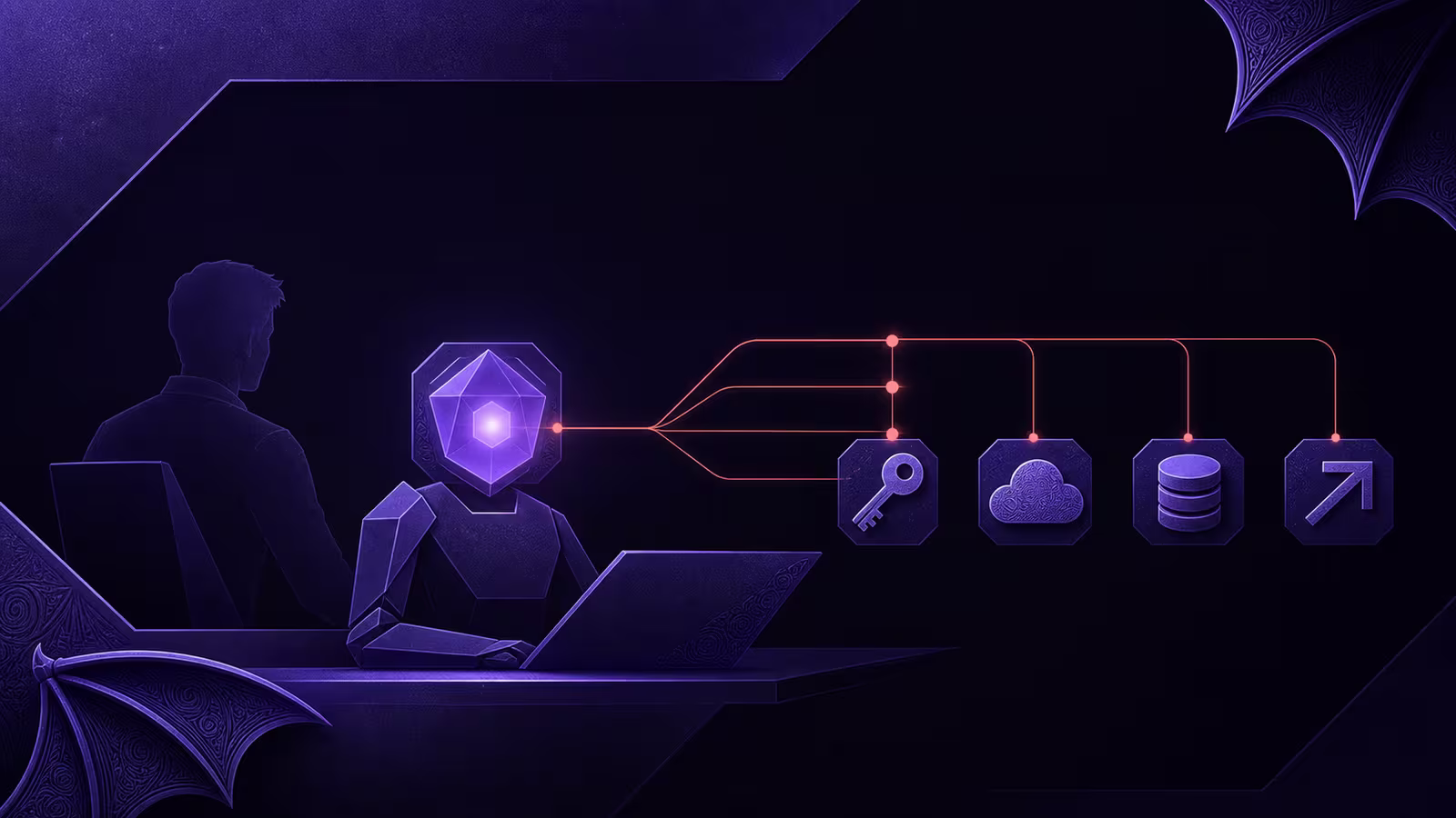 Illustration of a purple gargoyle crouched at the base of a stone path. An ornate path streams above, led by a star, signifying the gap between discovery and the fix.
