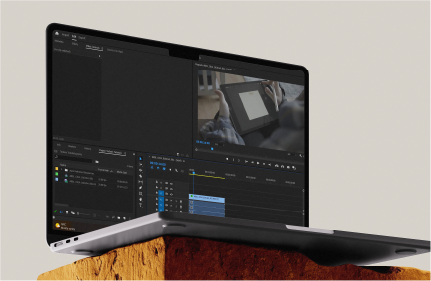 Premier pro for video edting on a laptop screen