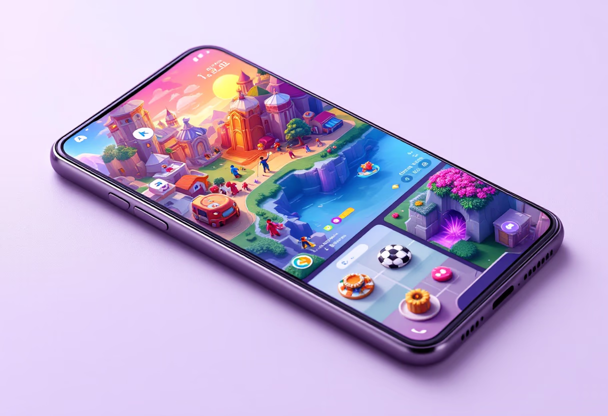 image of mobile device showing game interface