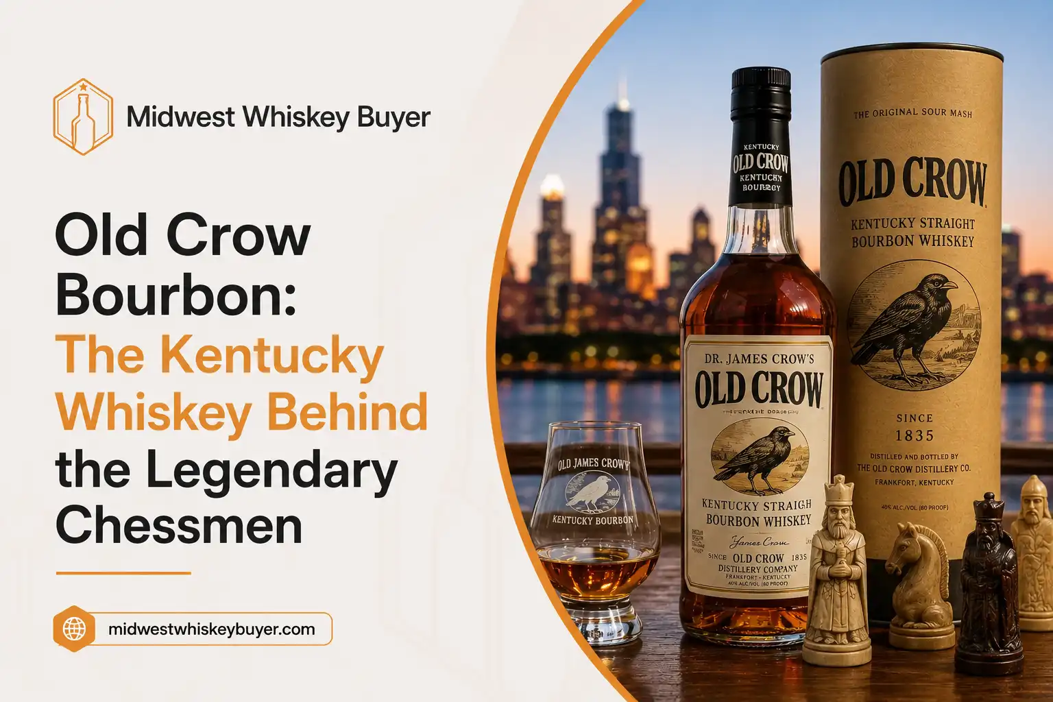 Old Crow Bourbon Chessmen ceramic decanters
