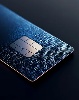 Close-up of a blue credit card chip
