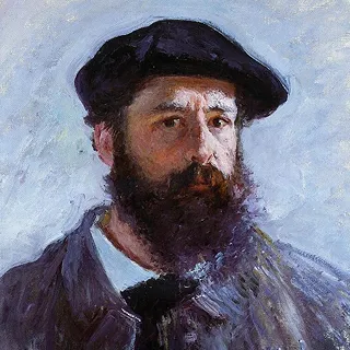 Portrait of the artist Claude Monet wearing a black beret