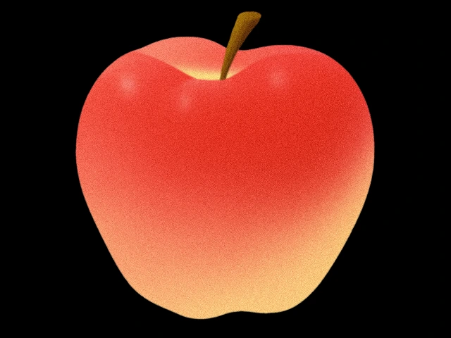Minimalist illustration of a red apple with a yellow gradient on a black background