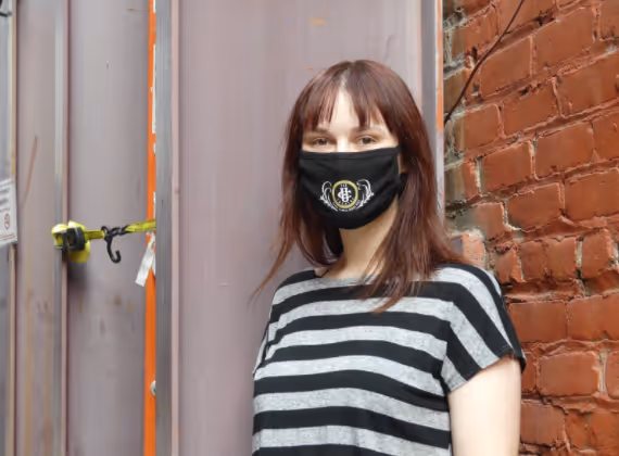 Photo of intern Miranda Gauss with mask on