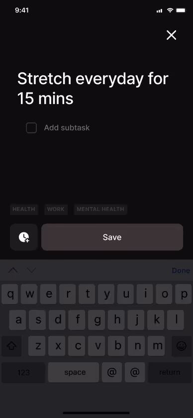 App Screenshot Creating Task
