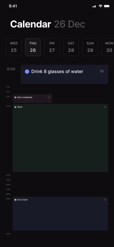 App Screenshot Calendar