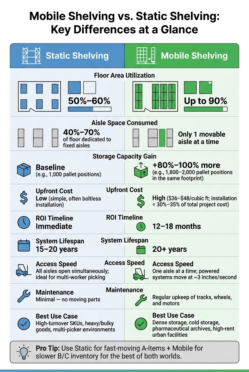 Mobile Shelving vs. Static Shelving: Side-by-Side Comparison