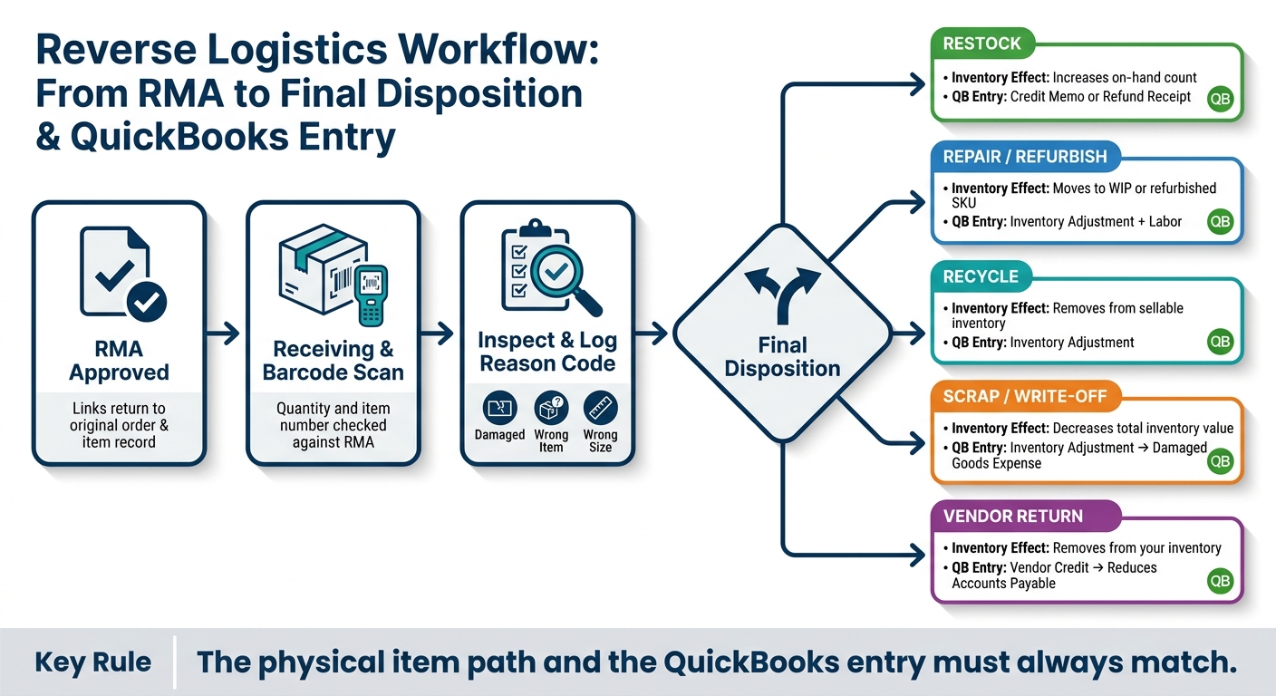 Reverse Logistics Workflow: From RMA to QuickBooks Entry