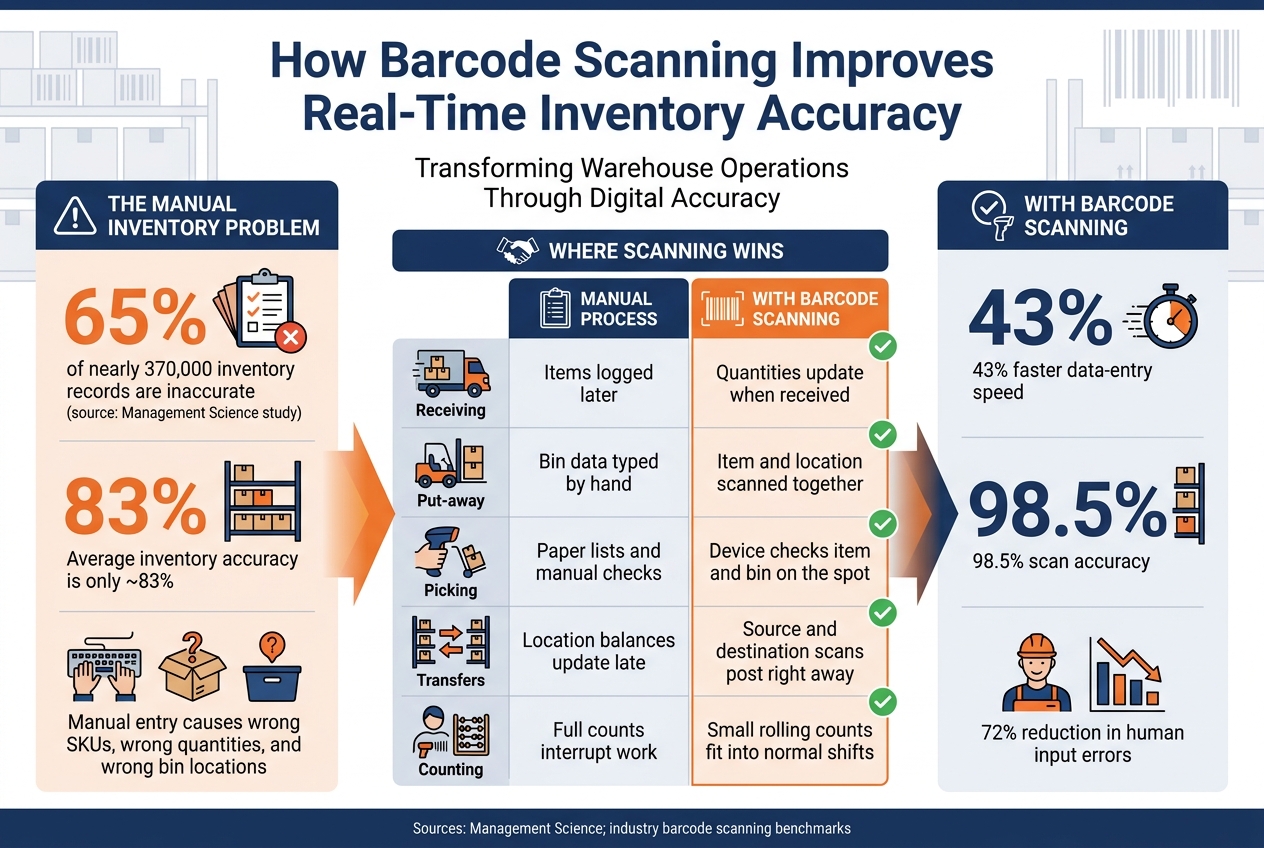 Barcode Scanning vs. Manual Inventory: Key Stats & Accuracy Gains