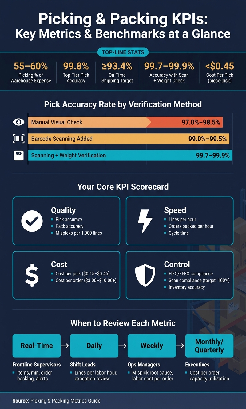 Picking & Packing KPIs: Accuracy Benchmarks by Method