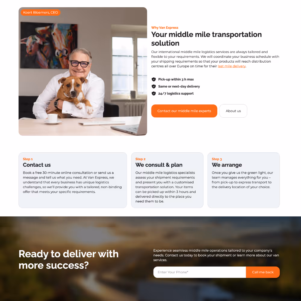 Van Express website design & development by Jacob Development