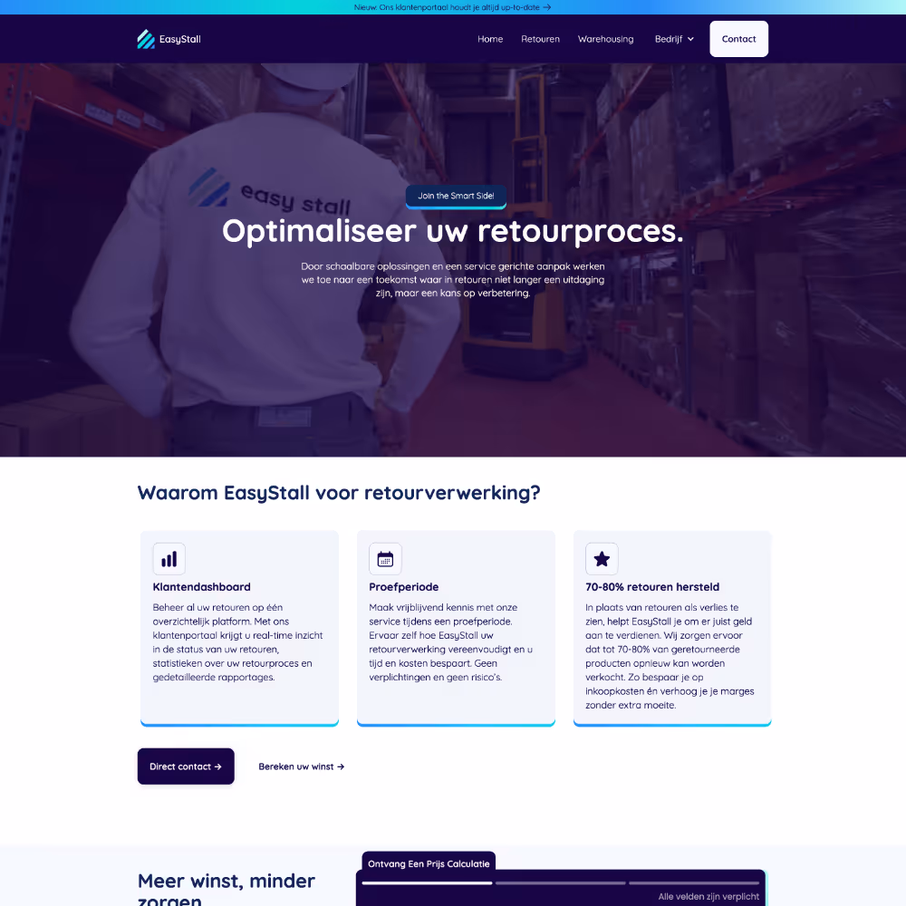 EasyStall website design & development by Jacob Development
