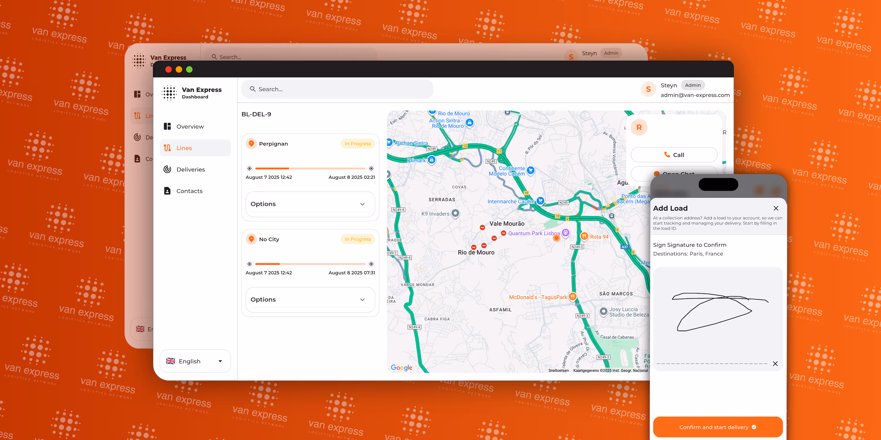 Van express logistical platform, cross platform managment system and application created and developed by Jacobs Development