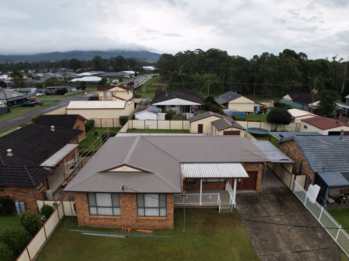 An aerial shot of a house