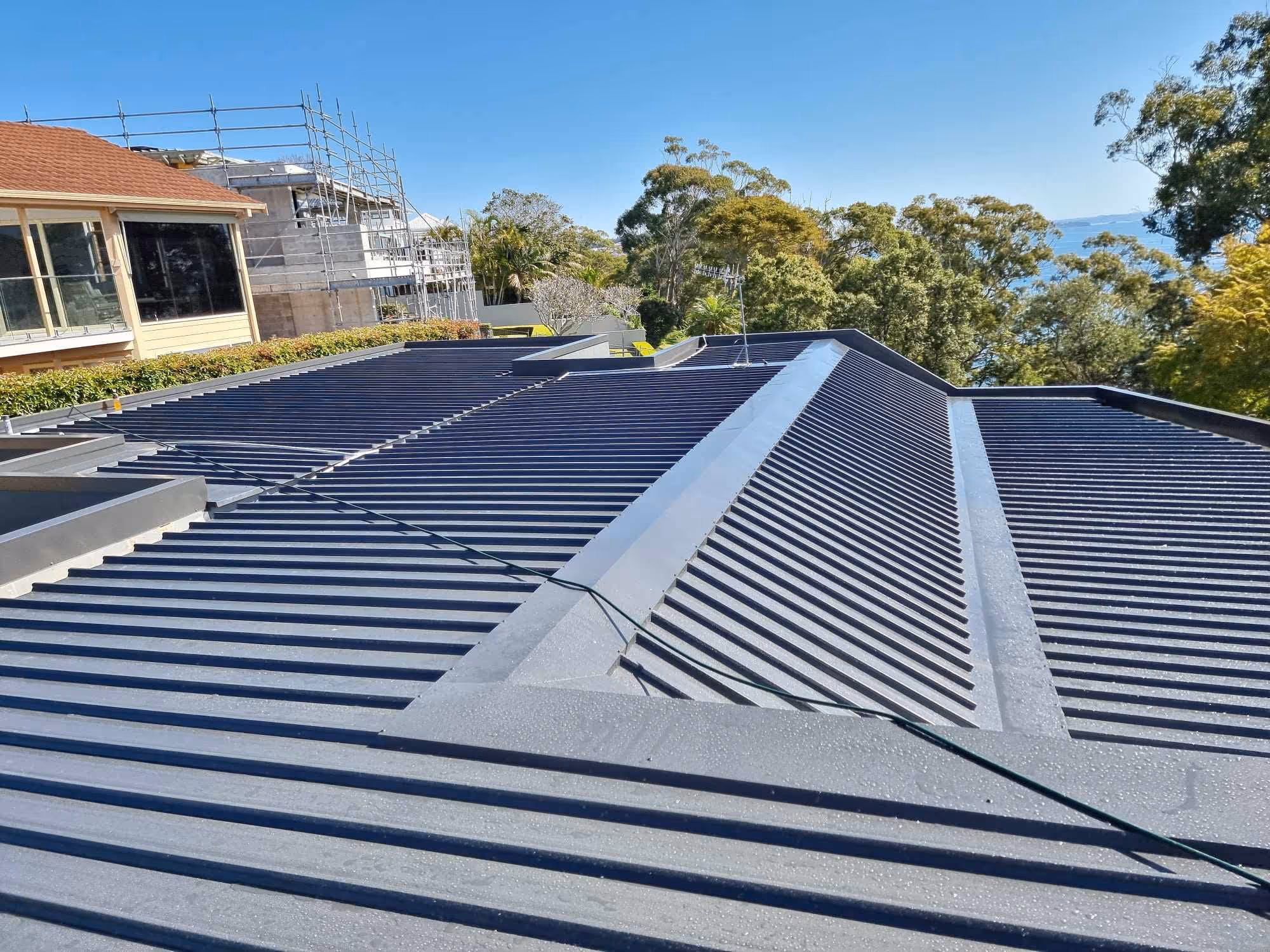 A close up of a metal roofing