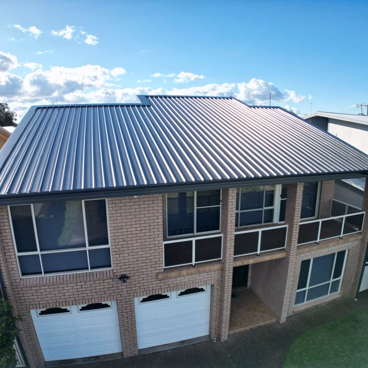 An aerial shot of a house