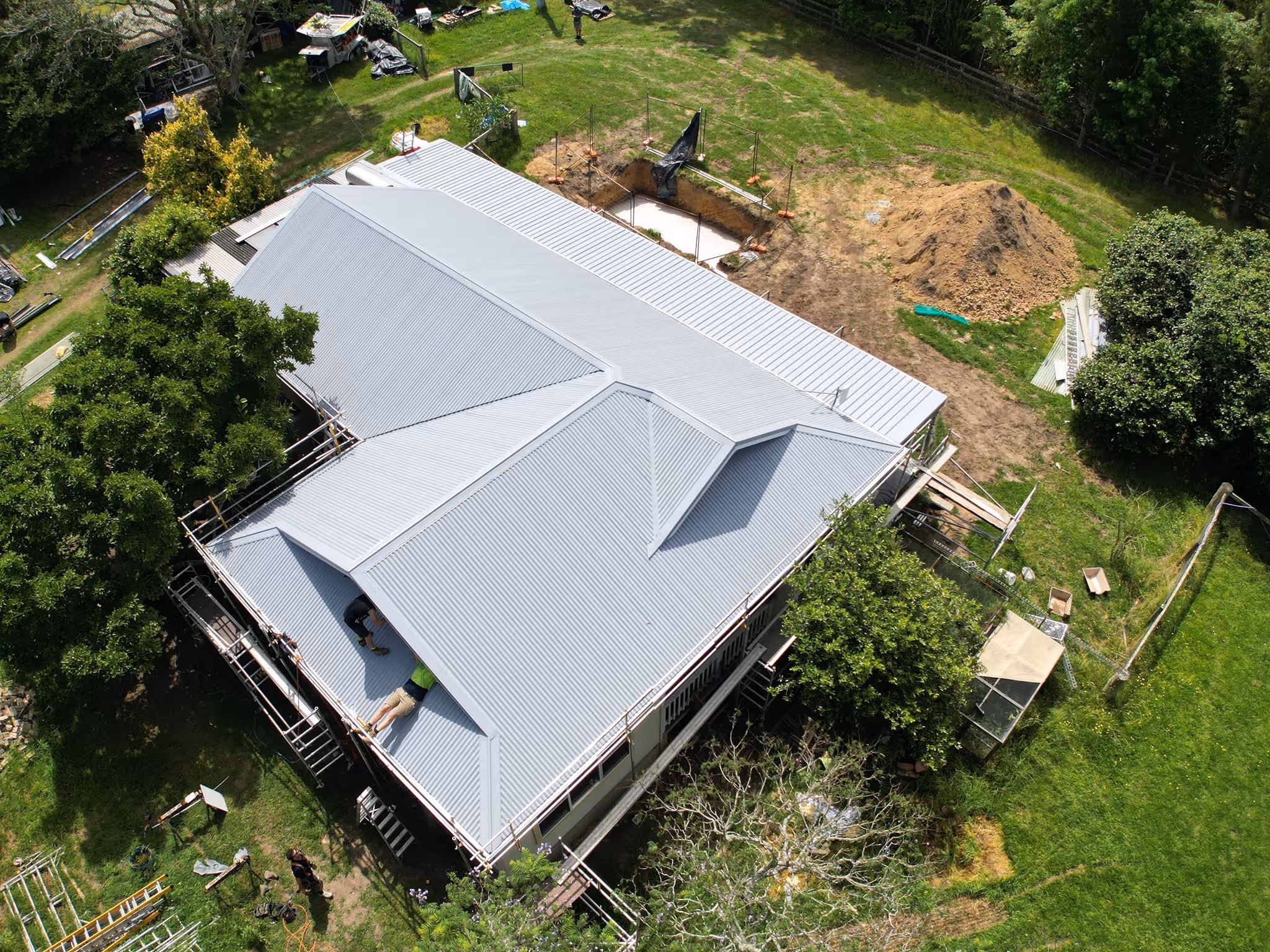An aerial shot of a house