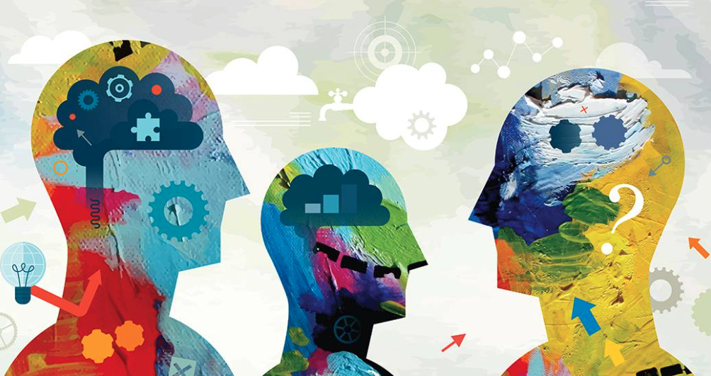 Three animated people