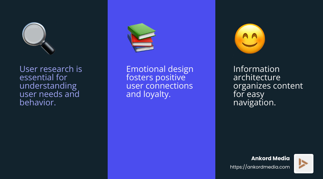 Understanding the user and creating intuitive structures are key to effective digital design. - digital experience design infographic 3_facts_emoji_blue