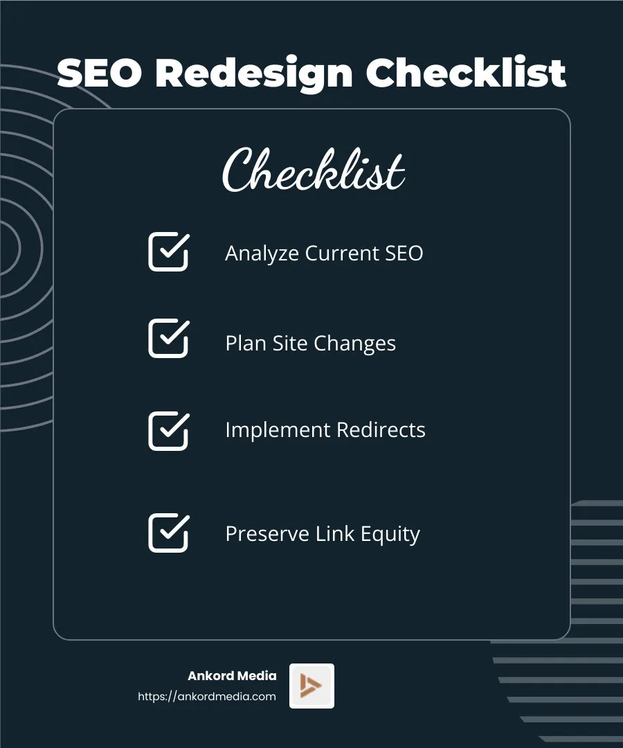 SEO Checklist - website redesign for seo infographic checklist-dark-blue