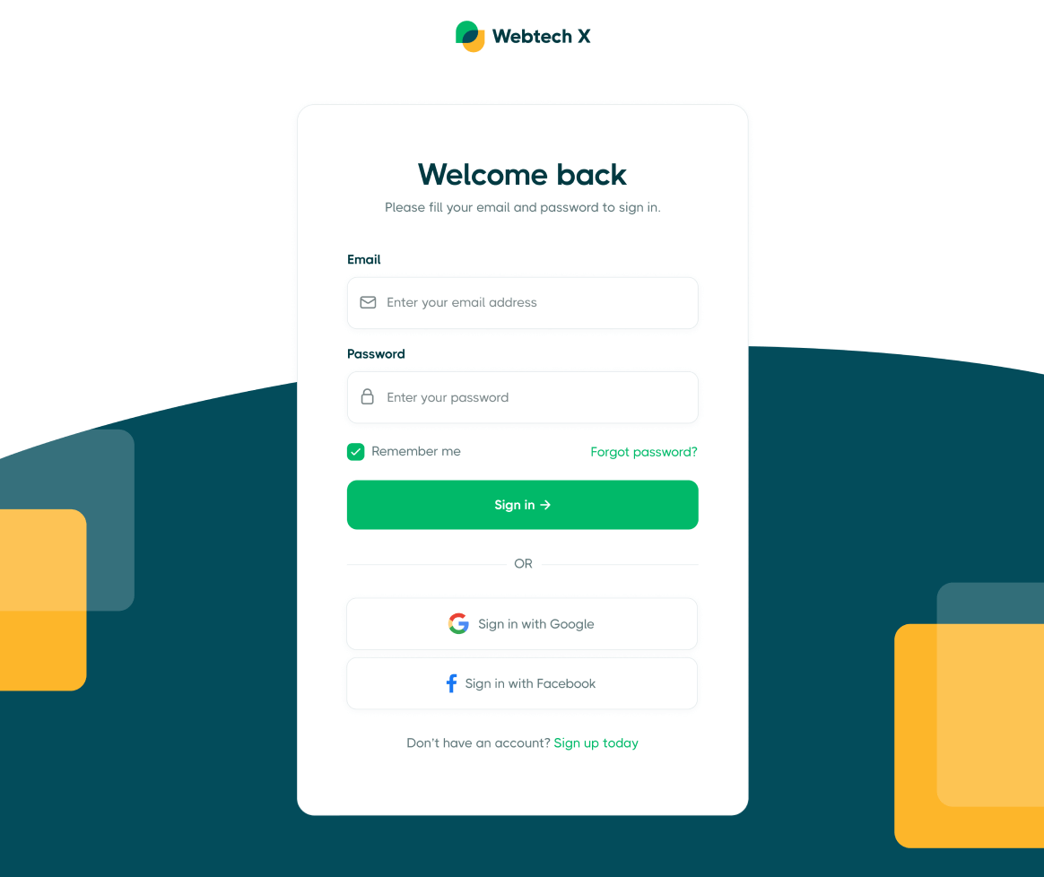 Sign In - Webtech X Webflow Template