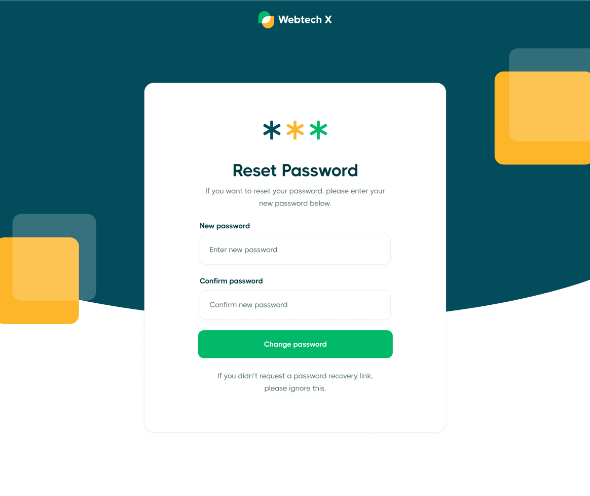 Reset Password - Webtech X Webflow Template