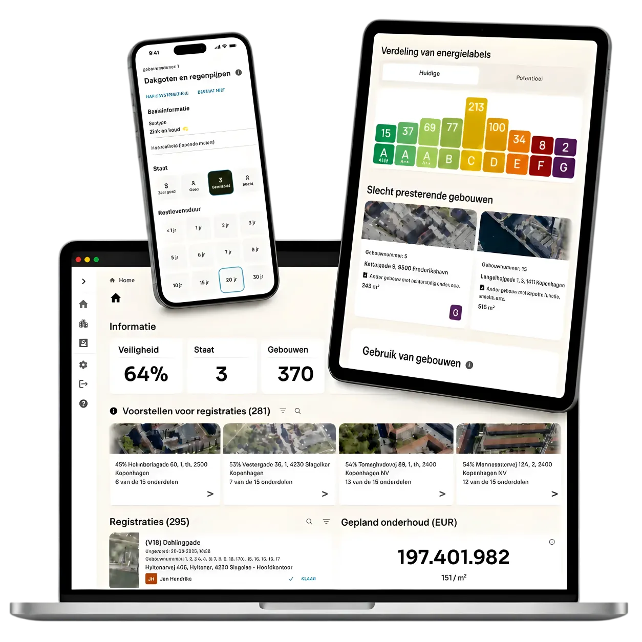 proprty.ai dashboard showing maintenance plans and cost overview across multiple devices