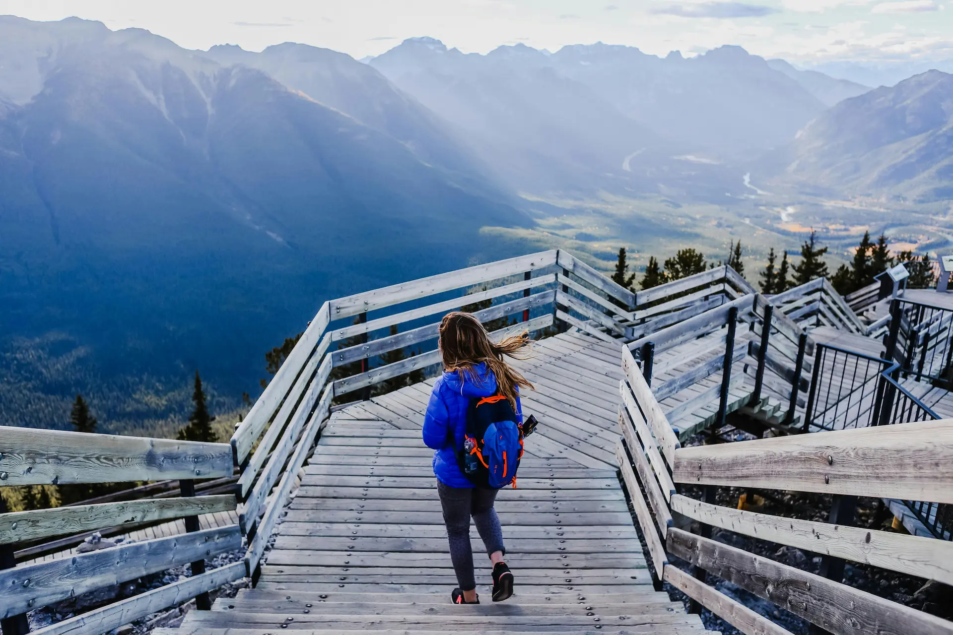 A hiker on sulphur mountain, Banff Gondola Hike.