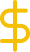Yellow dollar sign icon on transparent background.