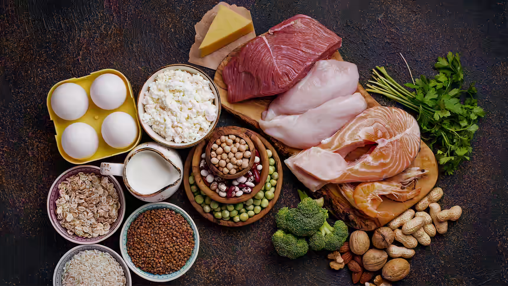 A plate of food, focused on protein and other healthly nutrients