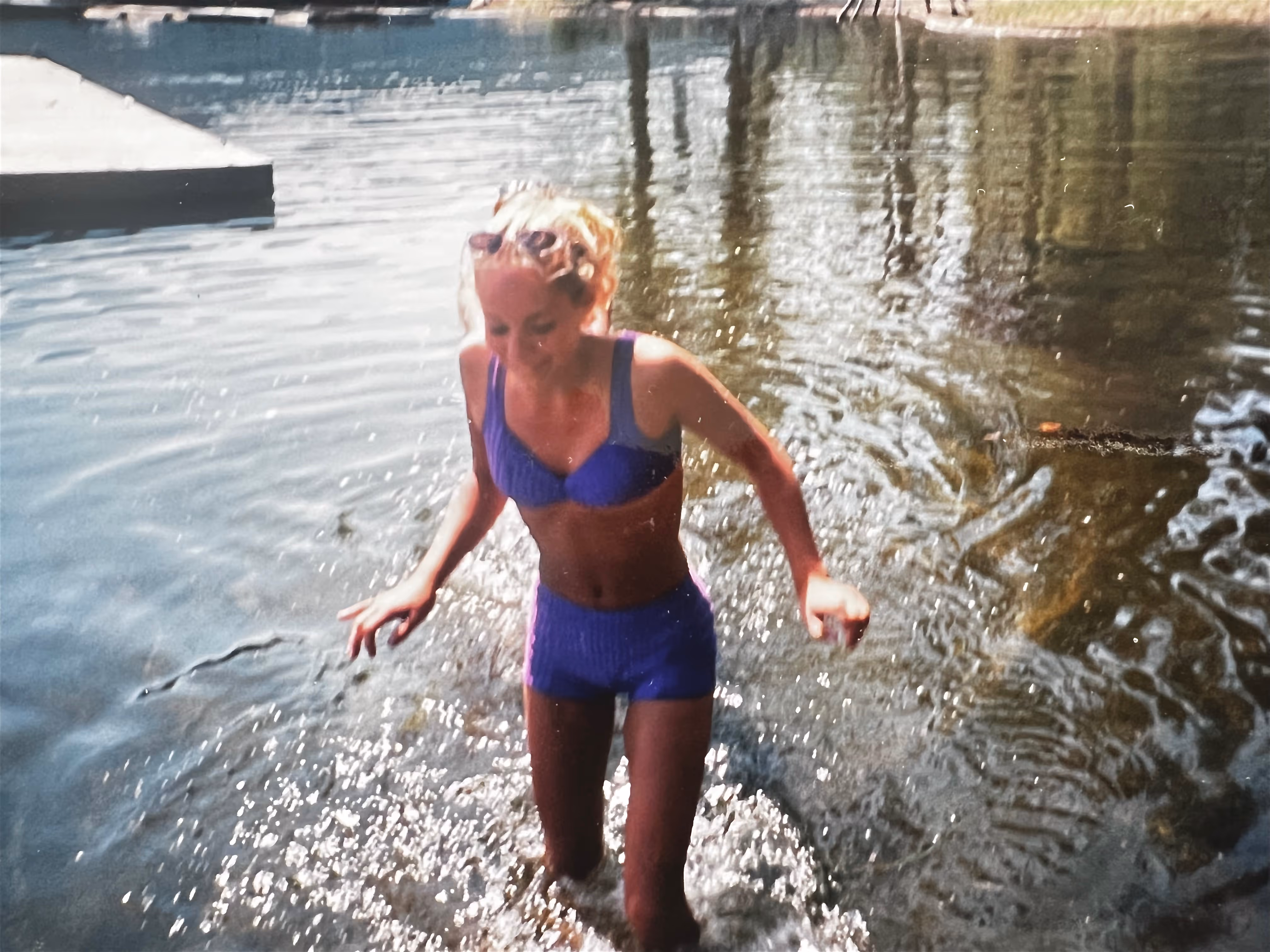 Heather Robertson swimming in a lake in 1999.