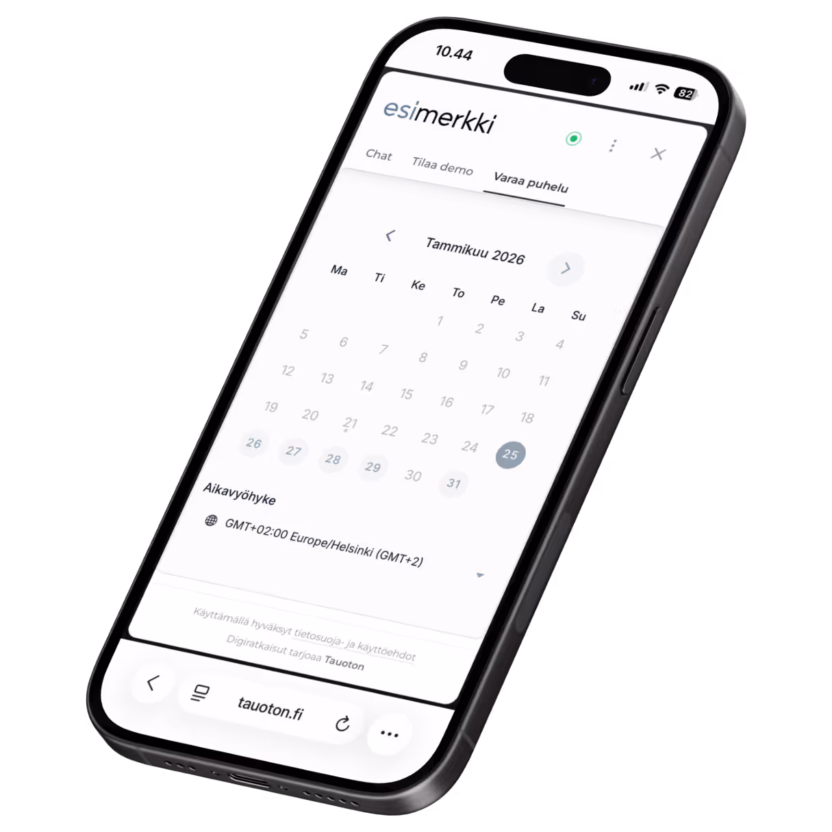 Tauoton Digitalin tekoälyratkaisu esillä puhelimen näytöillä.