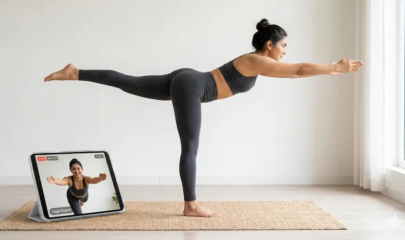 Live online yoga class with instructor on mobile app