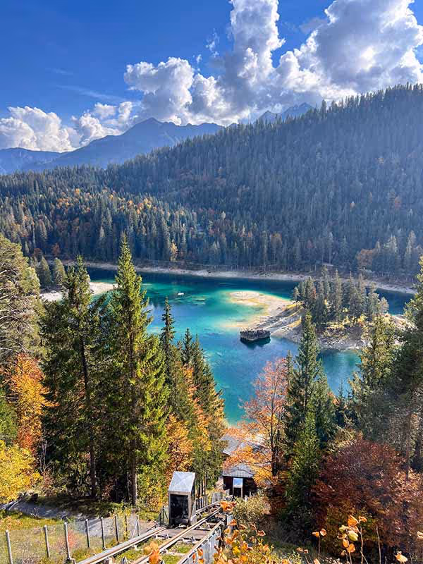 Romantic street in Italian village with restaurants on the side of the street