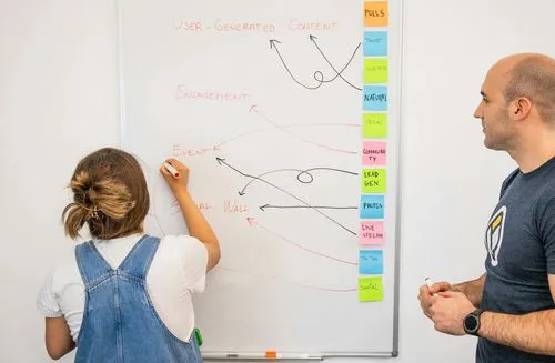 A kid writing on a board