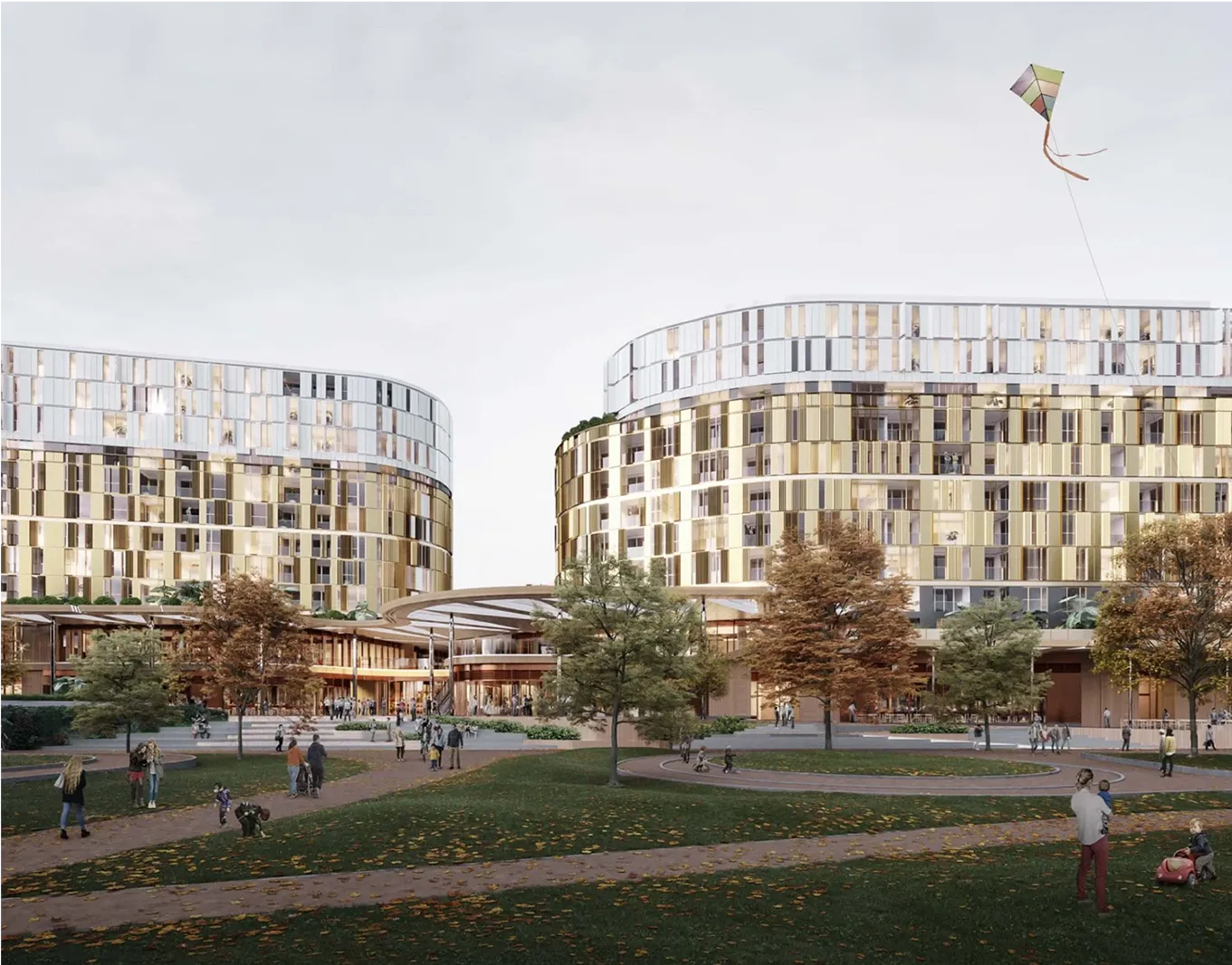 A view in front of a building that looks like a park.