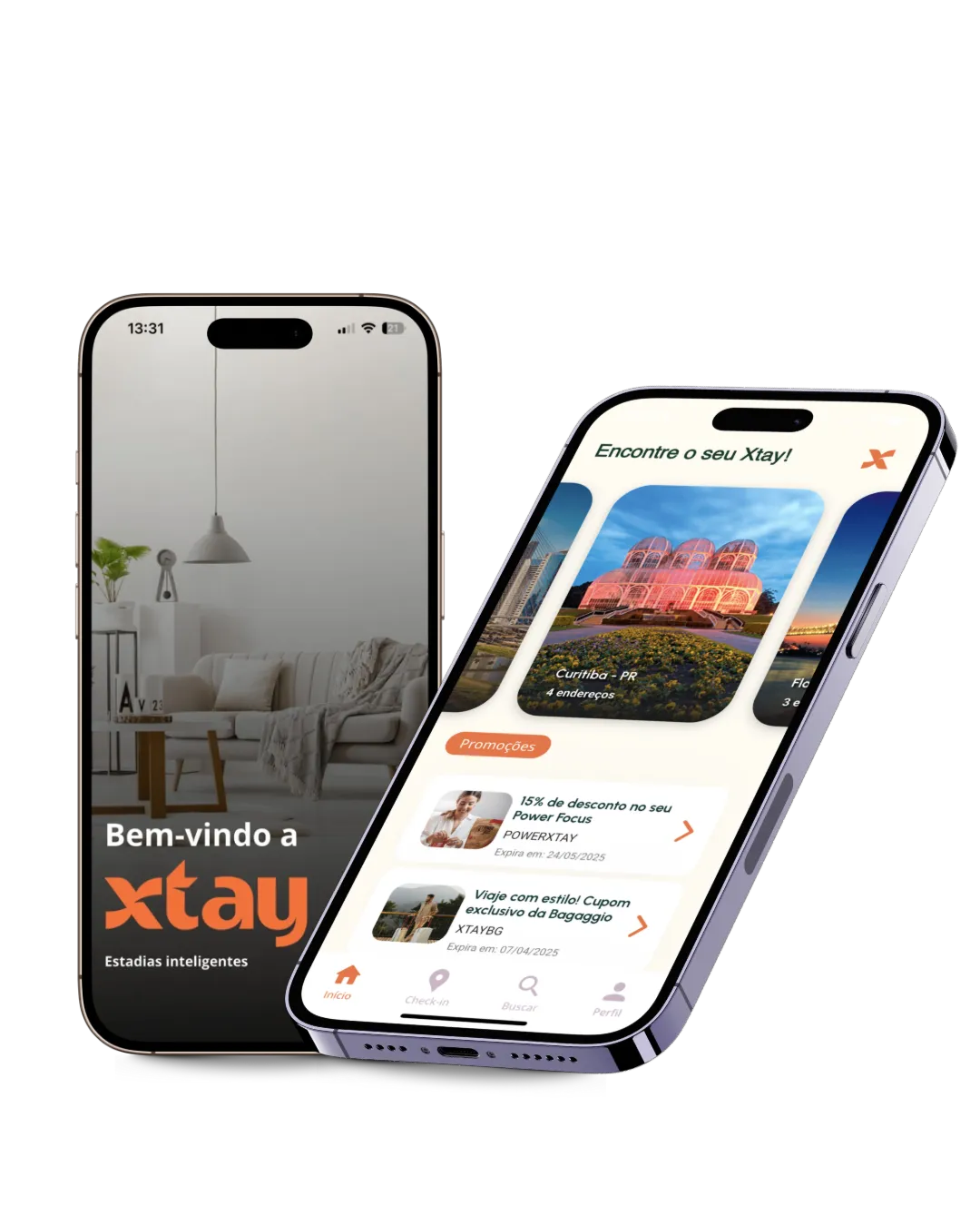 Aplicativo Xtay no celular: tela inicial e busca de empreendimentos