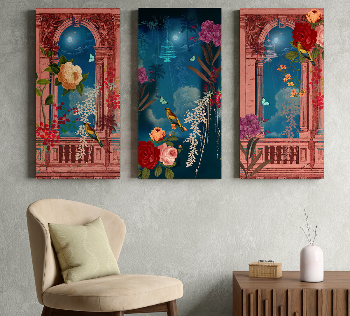 India Circus by Krsnaa Mehta Bliss Paradise Wall Art Set of 3