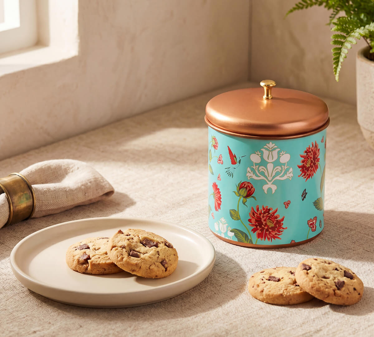 Zinnian Jazz Steel Cookie Jar