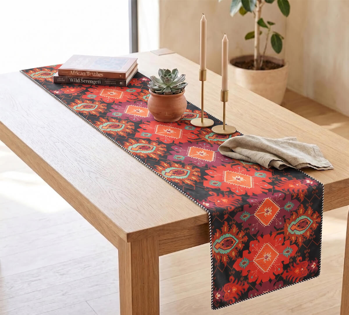 India Circus by Krsnaa Mehta Verdure Trails Micro Velvet Table Runner