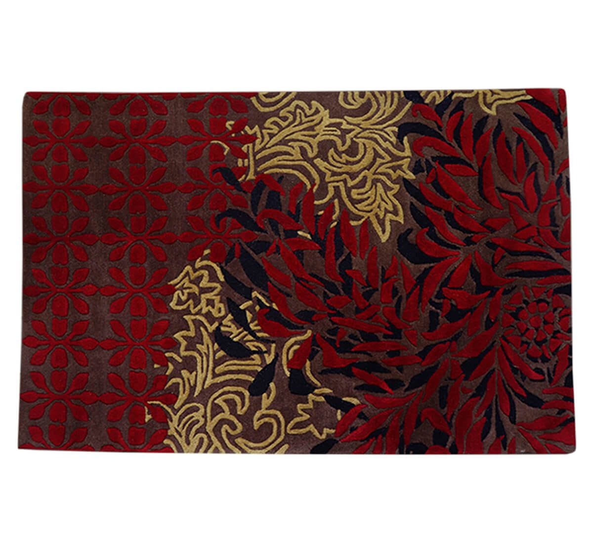 India Circus by Krsnaa Mehta Maroon Splashes 4ft x 6ft Rug