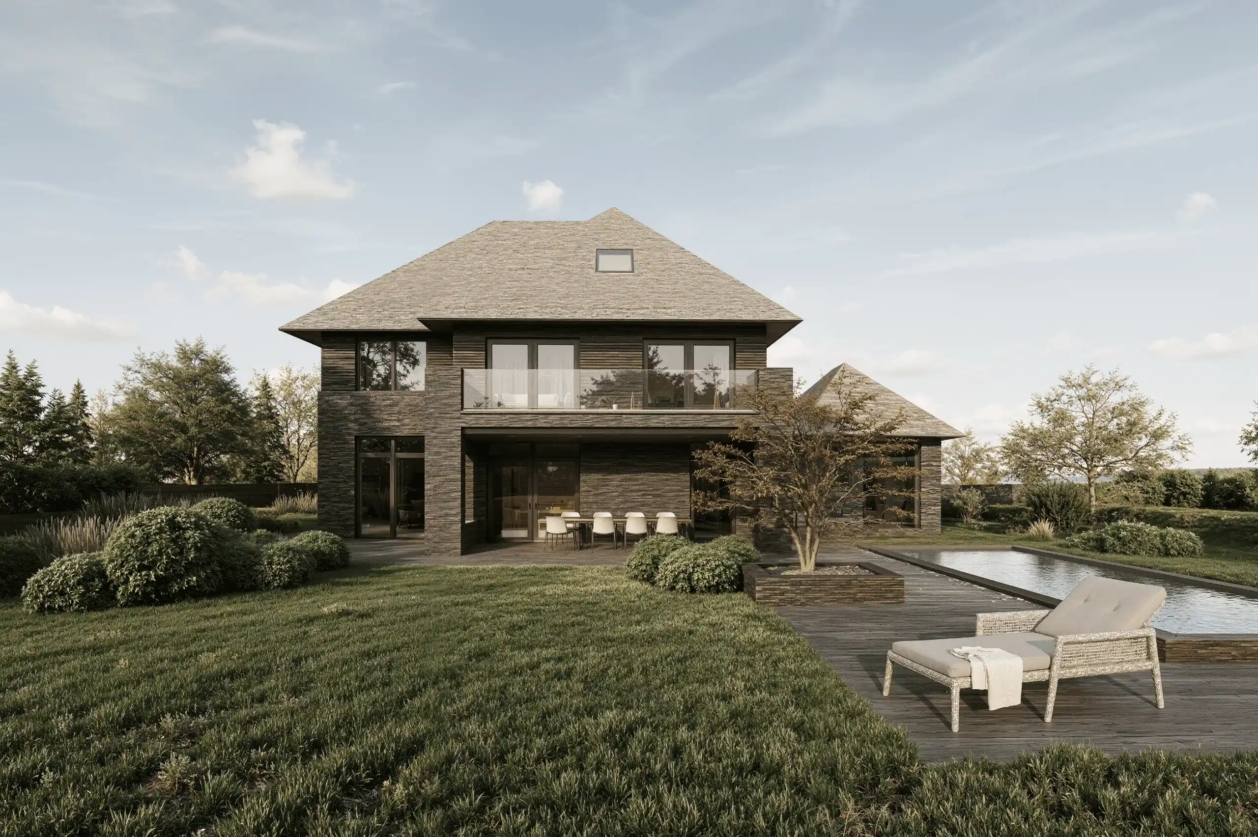 Een tijdloze rieten villa met een Peterson steen en een open en warm karakter